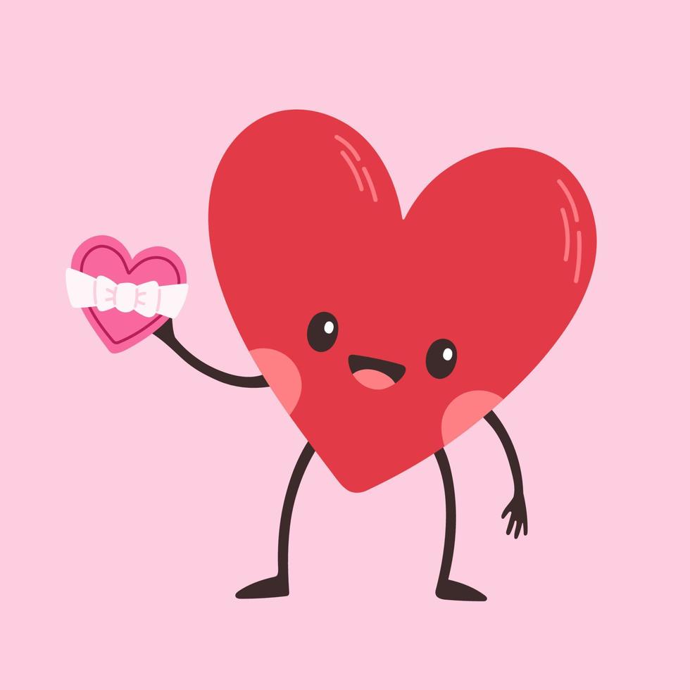 Cartoon heart character. Cute love symbol with face, hands and ...