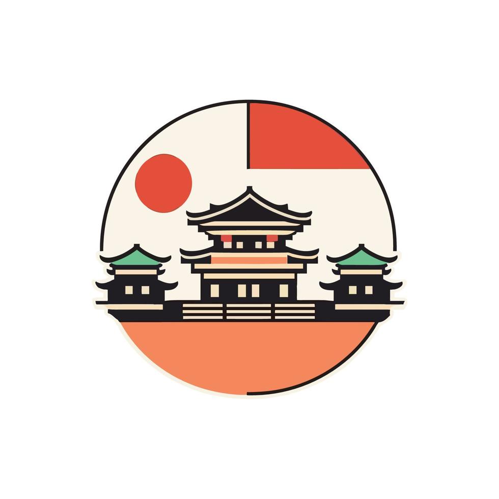 Japan famous landmark icons. Vector illustrations.olorful flat style  icon Design