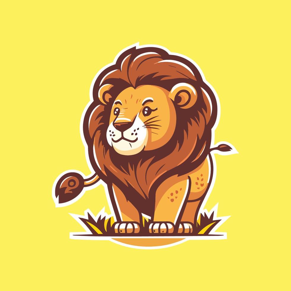 animales salvajes. León lindo con ilustración de vector de diseño simple. Diseño vectorial limpio de la vida de la jungla.