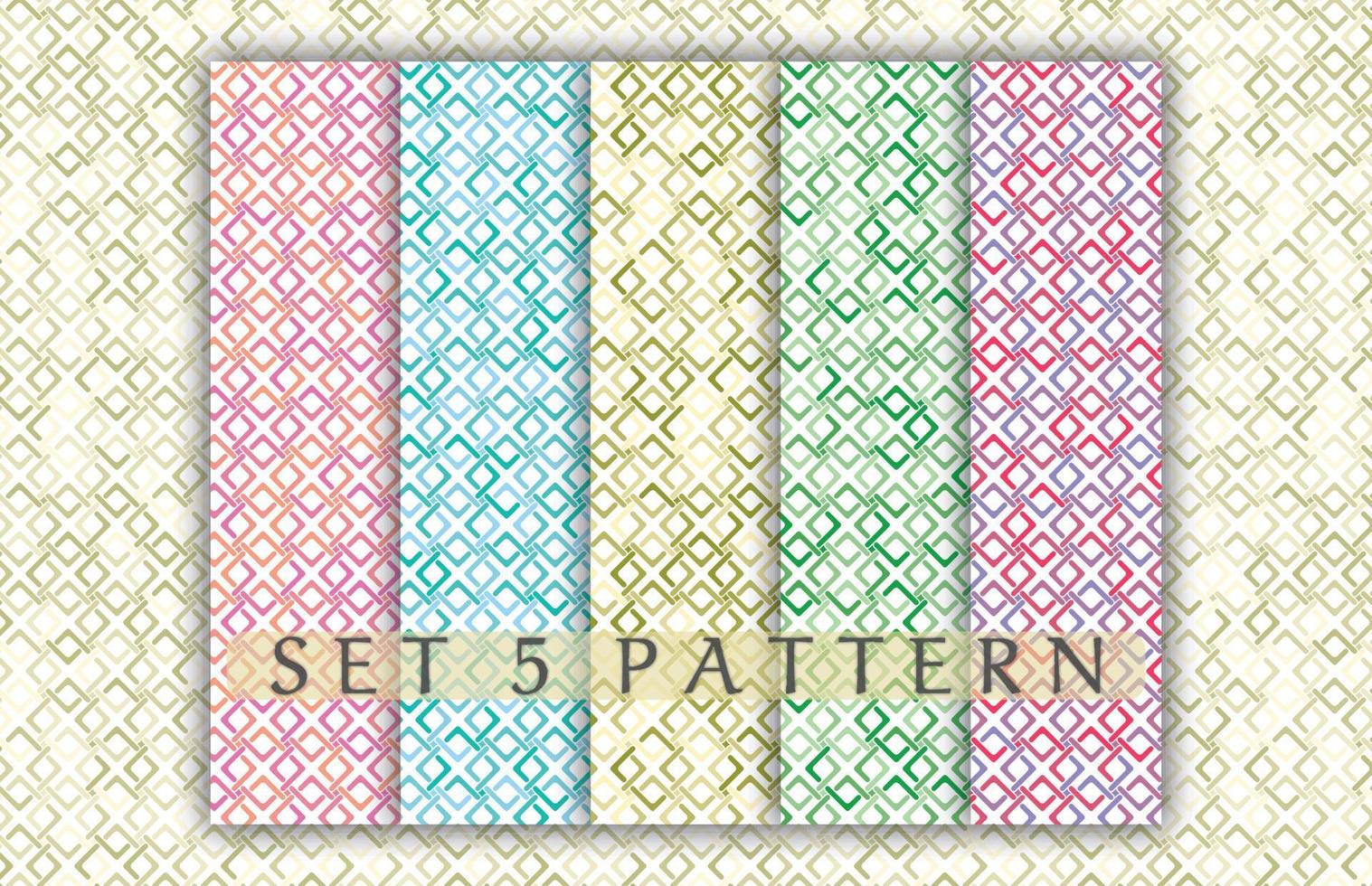 a pattern set with colorful blue, green, gold, pink, and purple vector