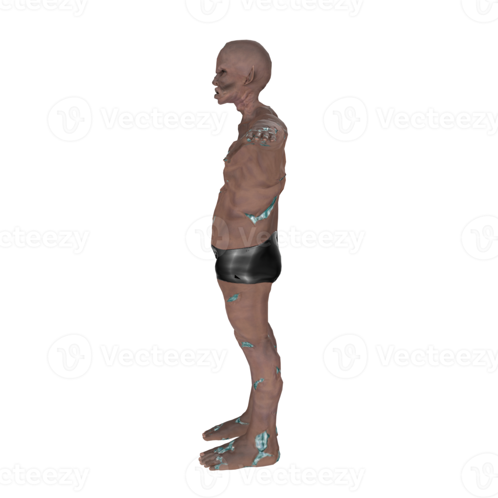 Rendu 3D de l'homme zombie png