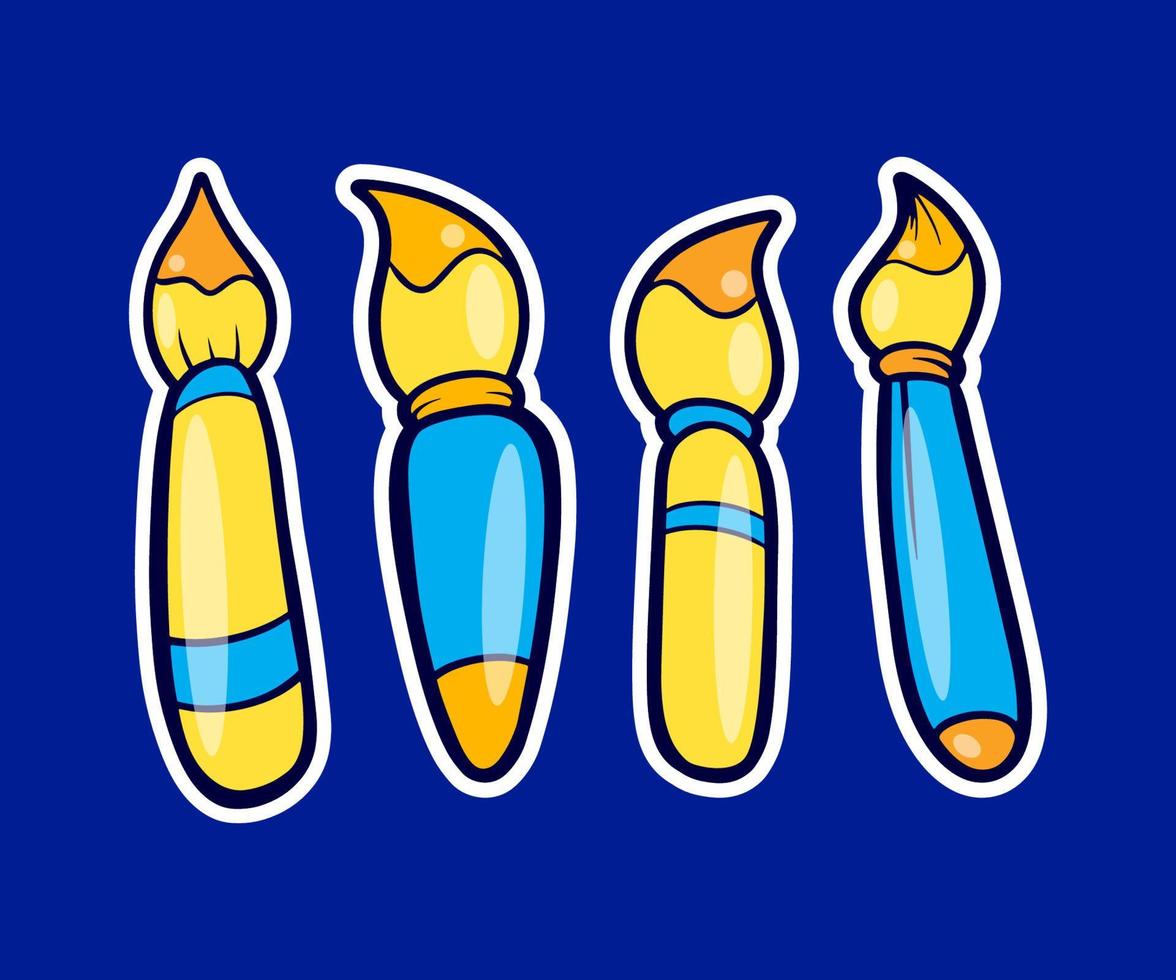 Set of paintbrush cartoon vector illustration