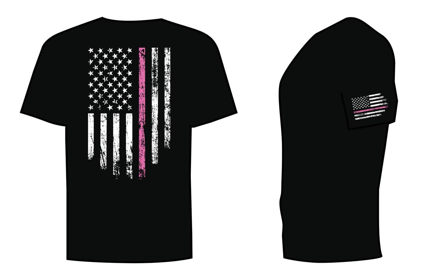Thin Pink Line With Distressed Flag T Shirt Design vector