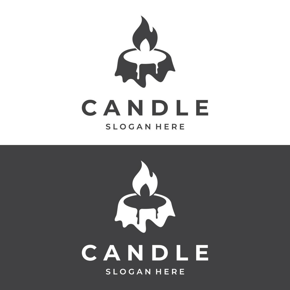 Simple burning luxury candlelight logo vintage design with isolated background.Template for business, sign, company. vector