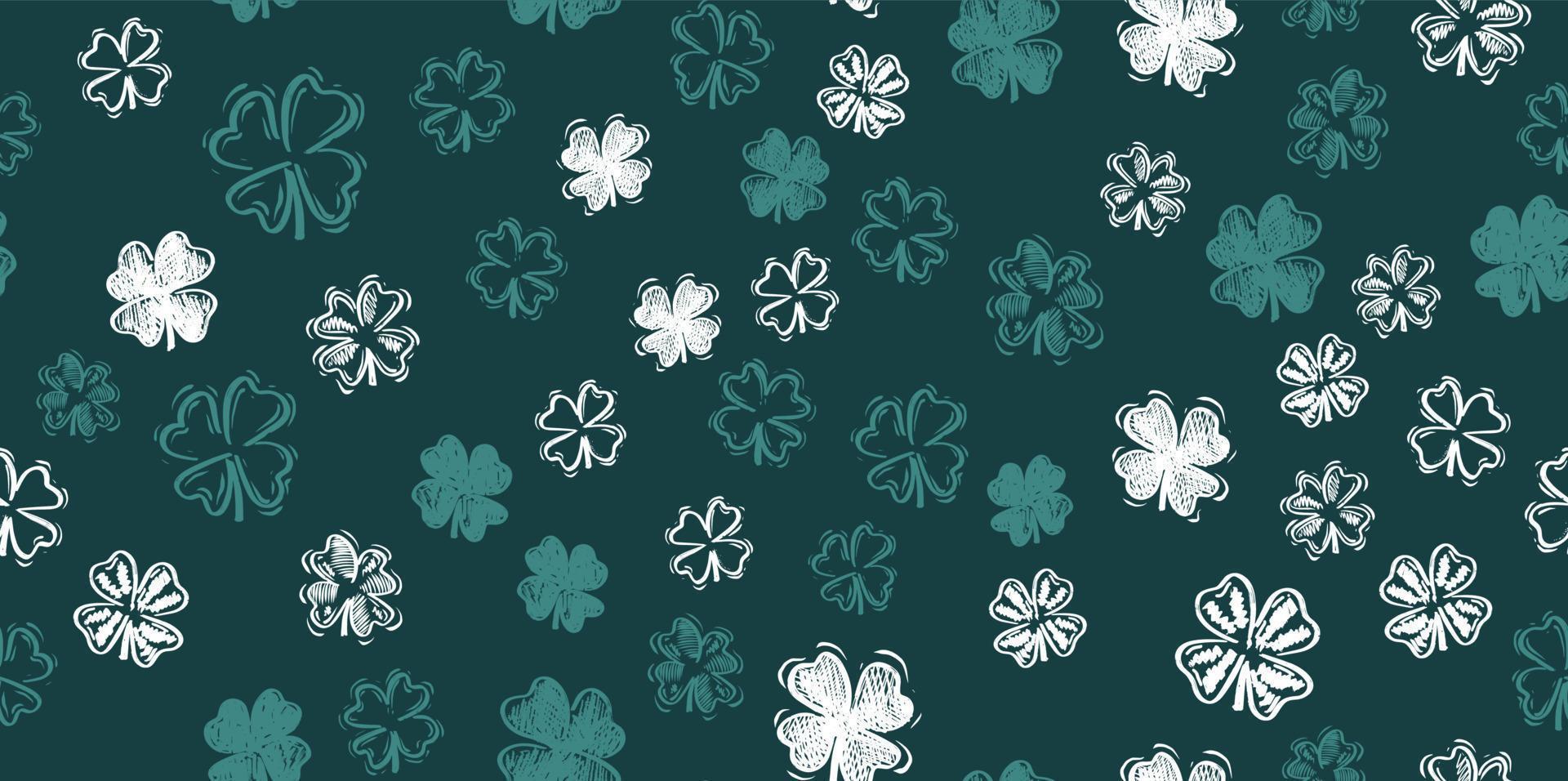 Saint Patricks Day, festive background with flying clover. vector