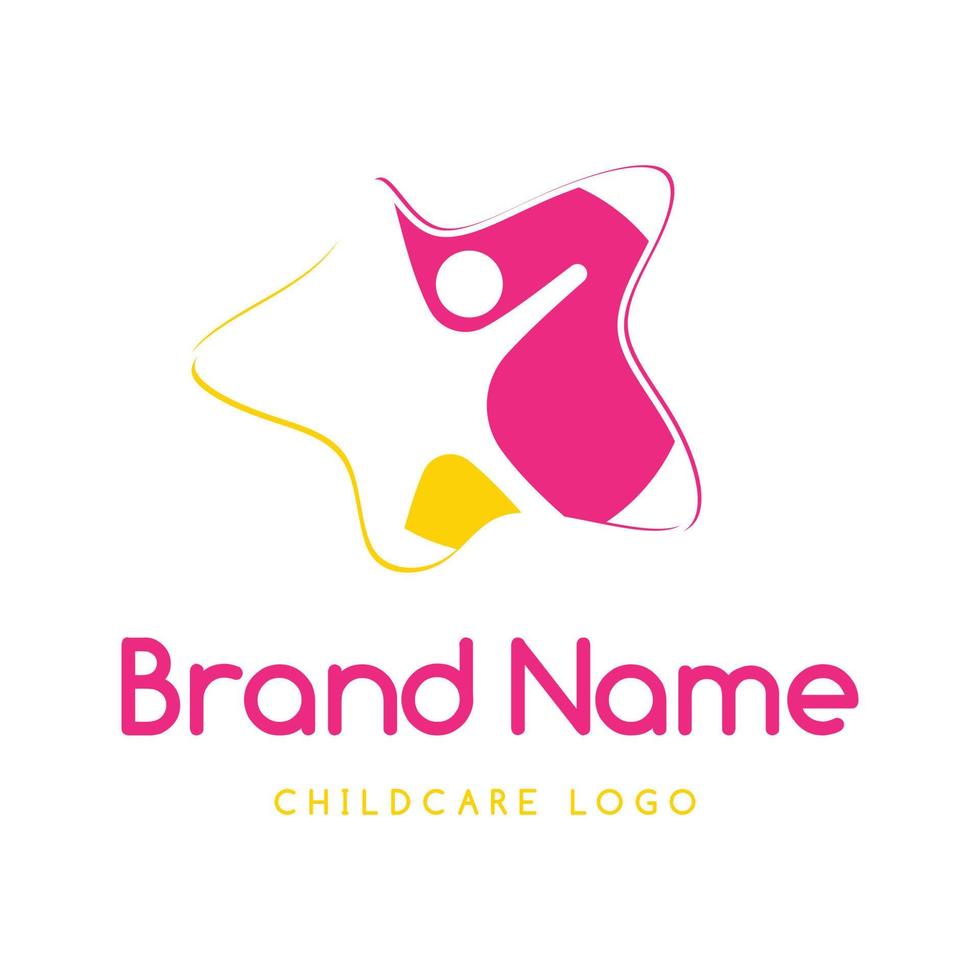 Childcare logo template, happy family vector