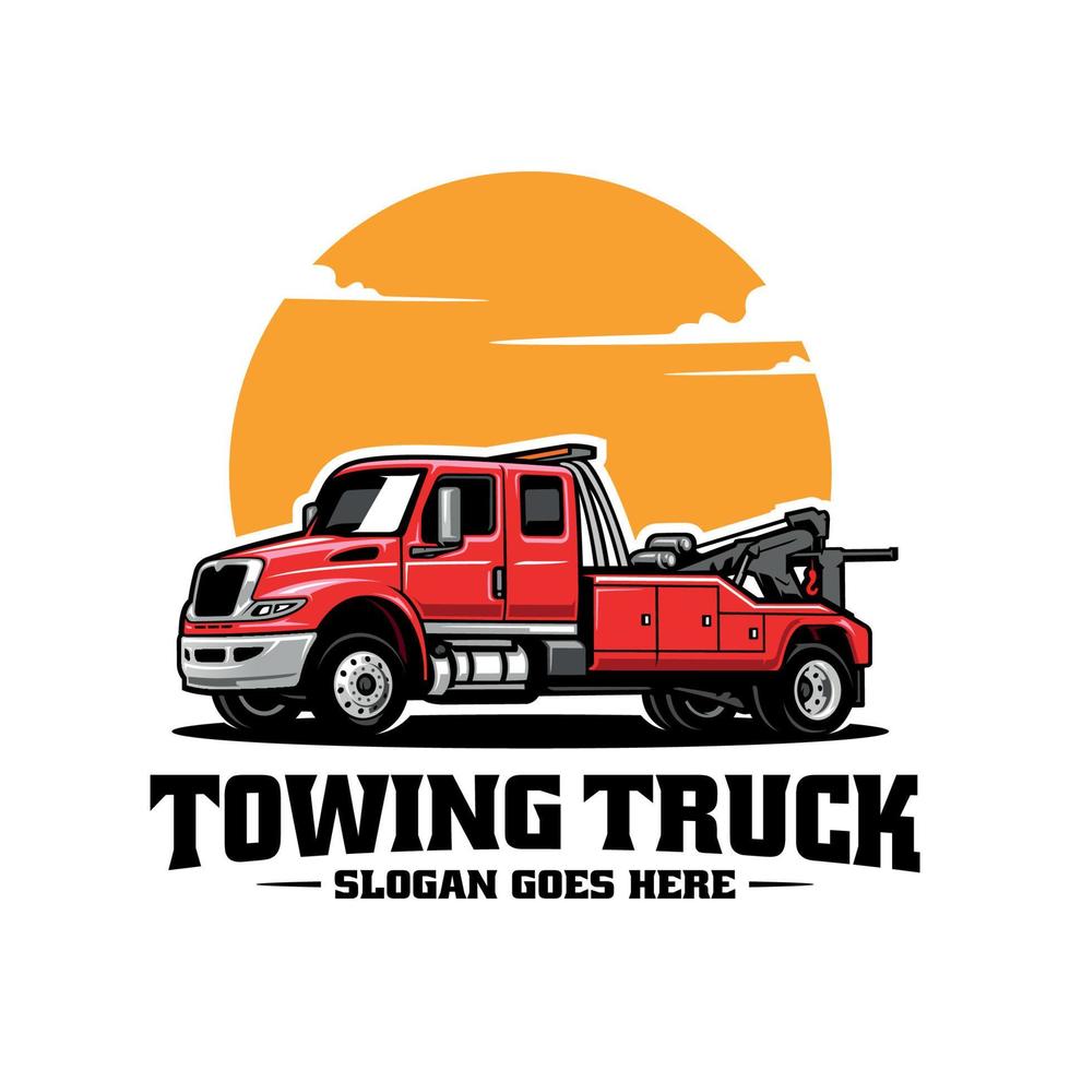 Towing truck illustration logo vector isolated