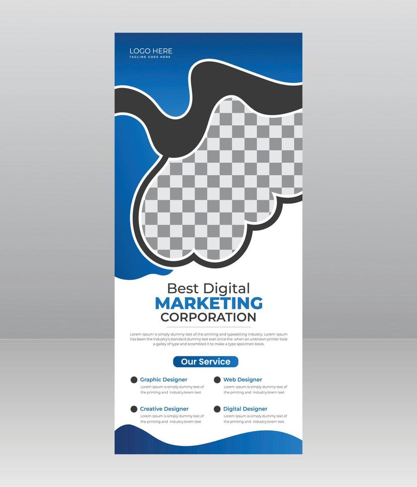 Roll Up Banner Stand Template Design, Business Flyer, Display, X-banner, Flag-banner, and Cover Presentation for Multipurpose vector