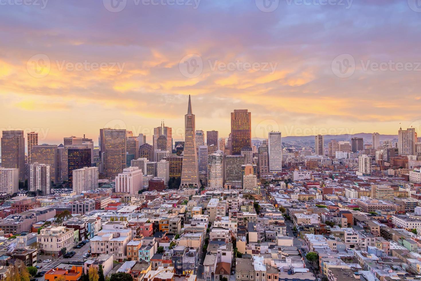 Beautiful view of  business center in downtown San Francisco photo