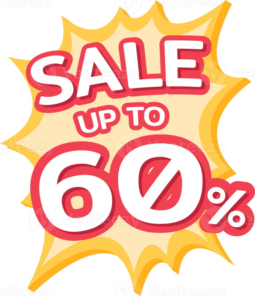 Up to 60 percent off label, Promotion discount banner templates png