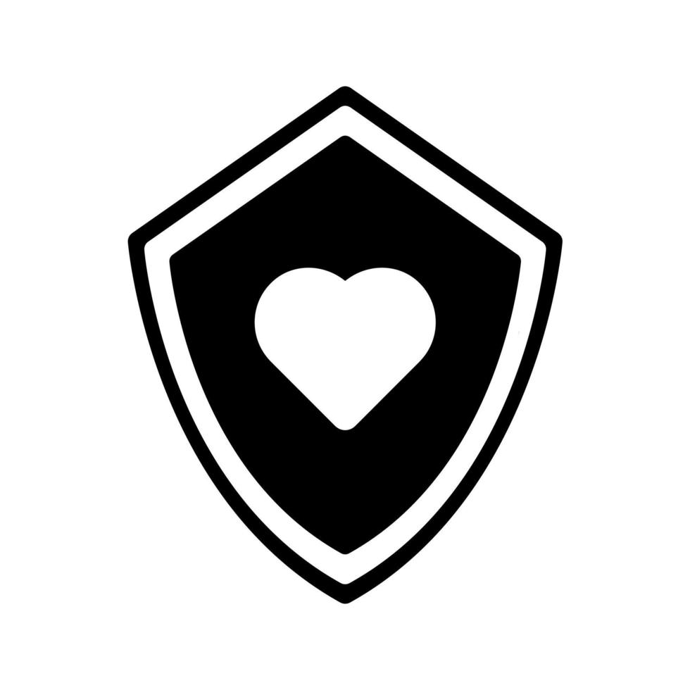 shield with heart symbol icon vector