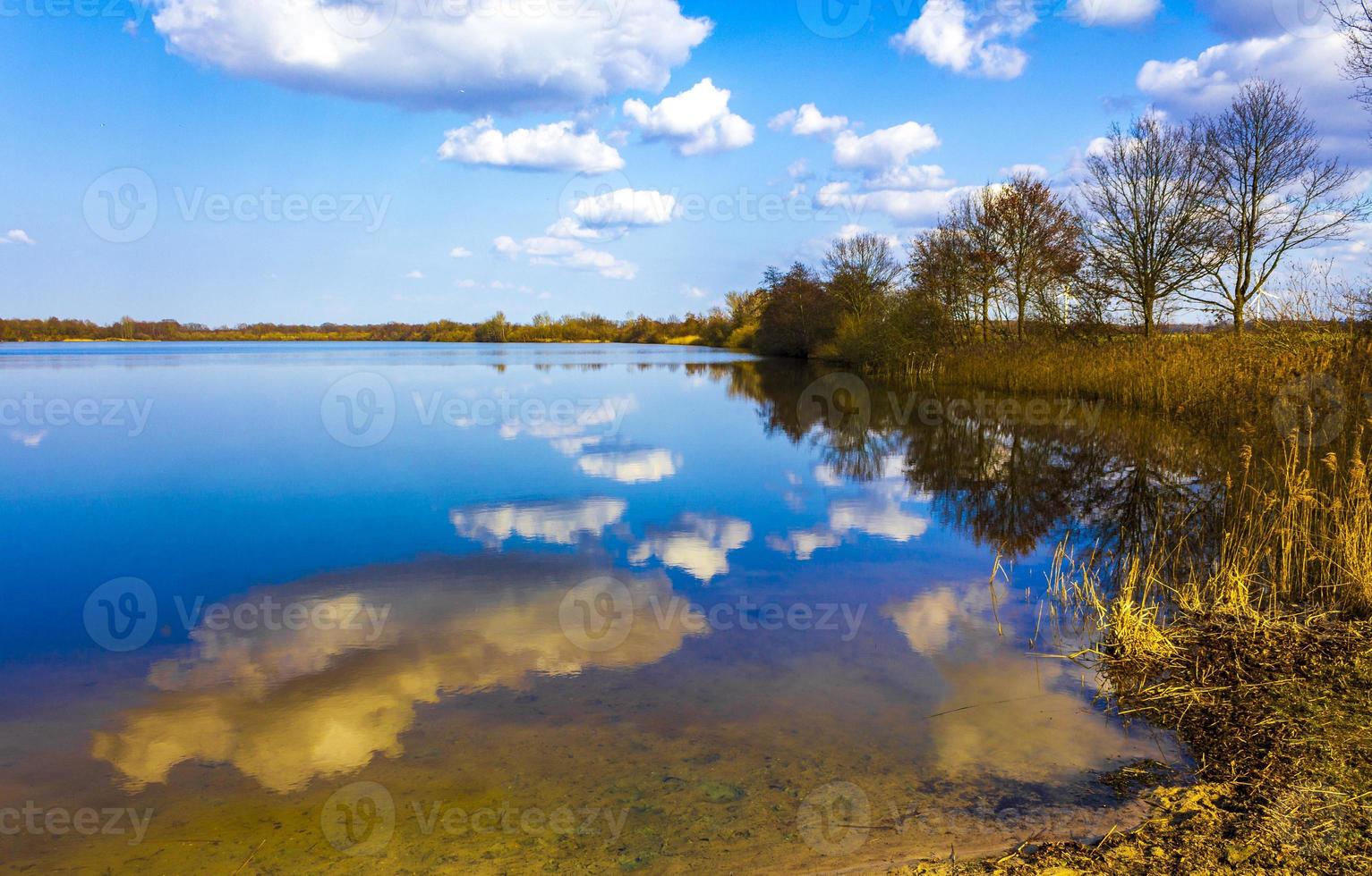 Lake river water natural landscape on sunny day in Germany. photo