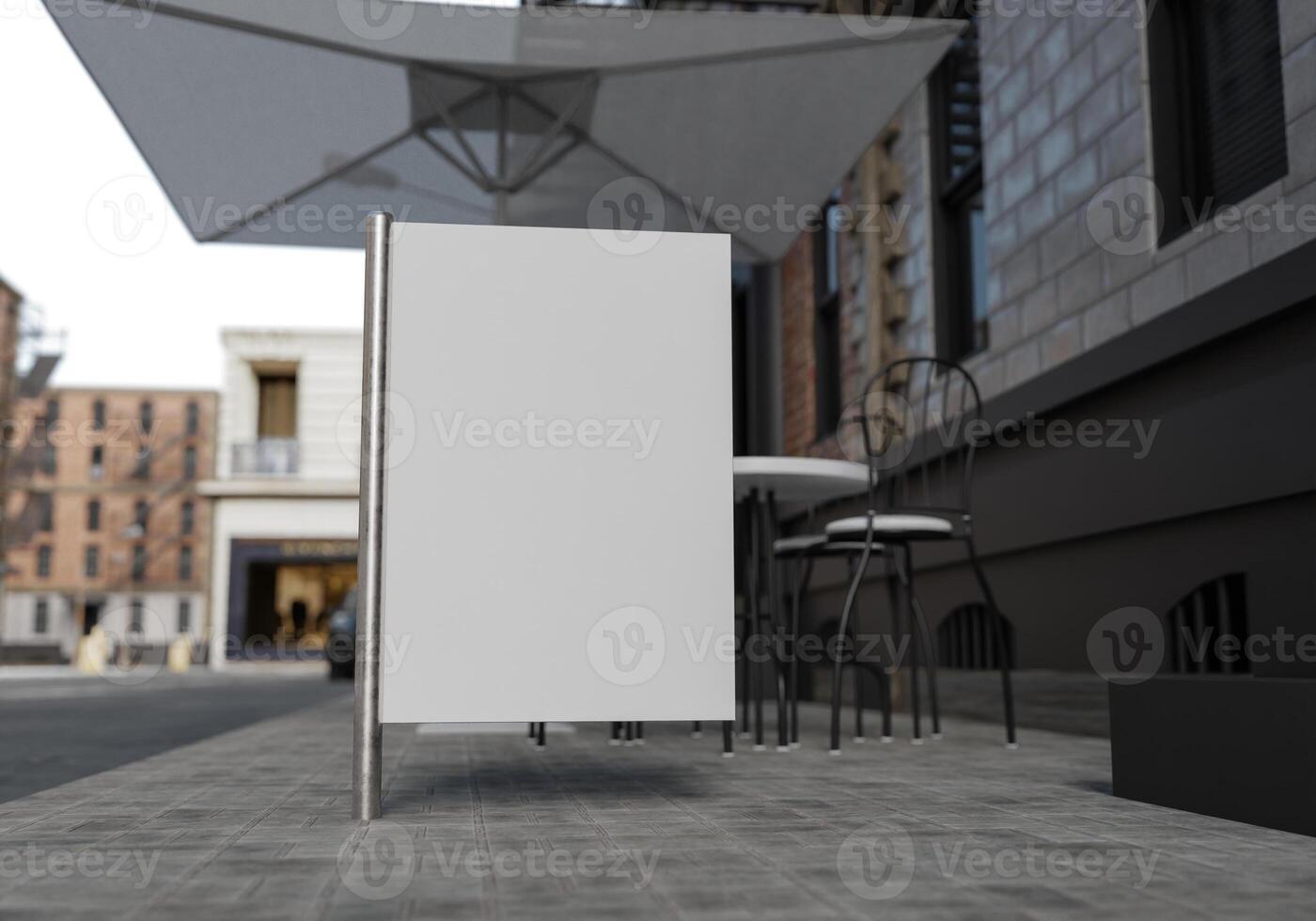 3D mockup blank billboard on street in downtown rendering photo