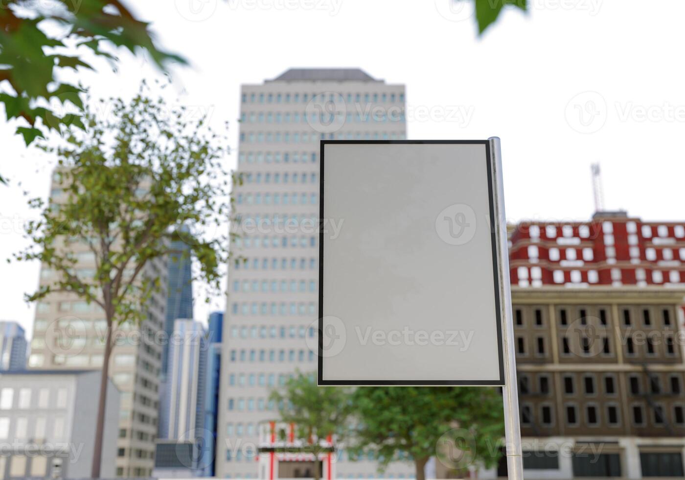3D mockup blank billboard on street in downtown rendering photo