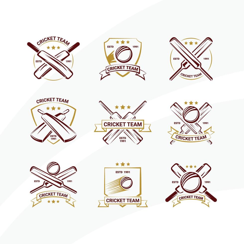 conjunto de logotipos de cricket deportivo vector