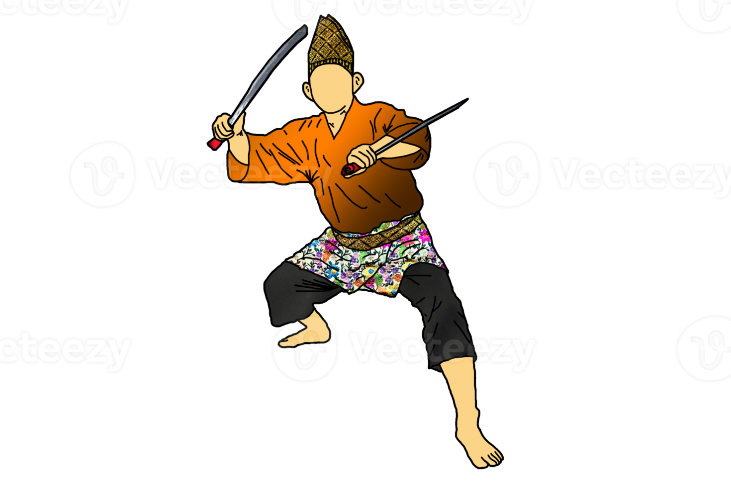 Posing Silat with weapon type machete png