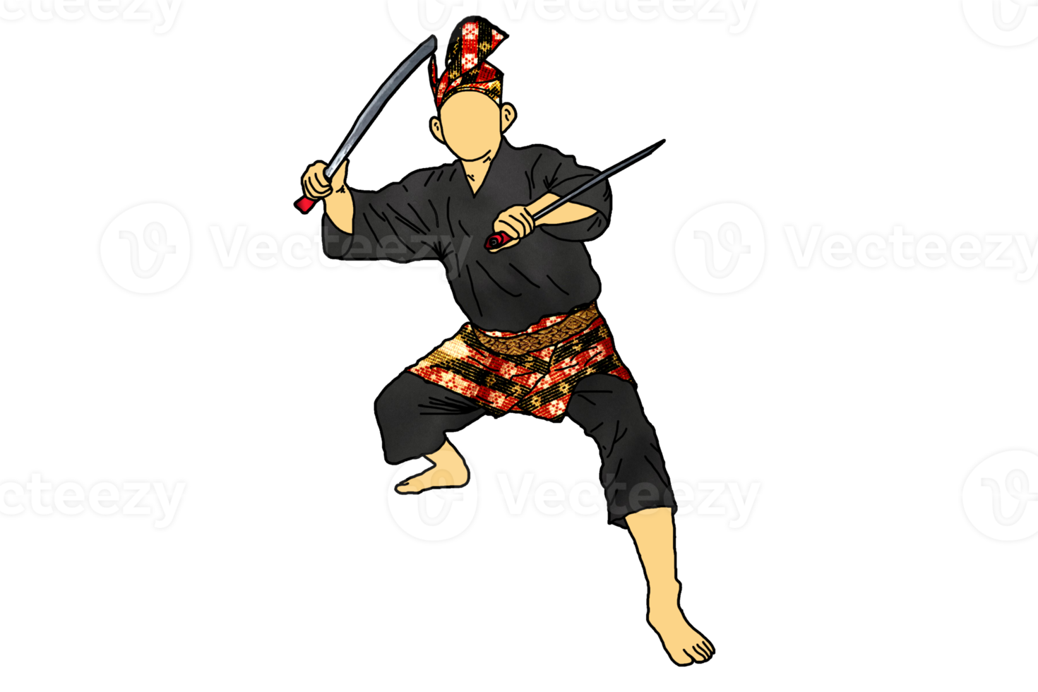 Posing Silat with weapon type machete png