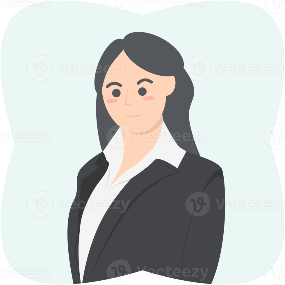 mujer de negocios profesional empleo avatar personaje de pelo largo png