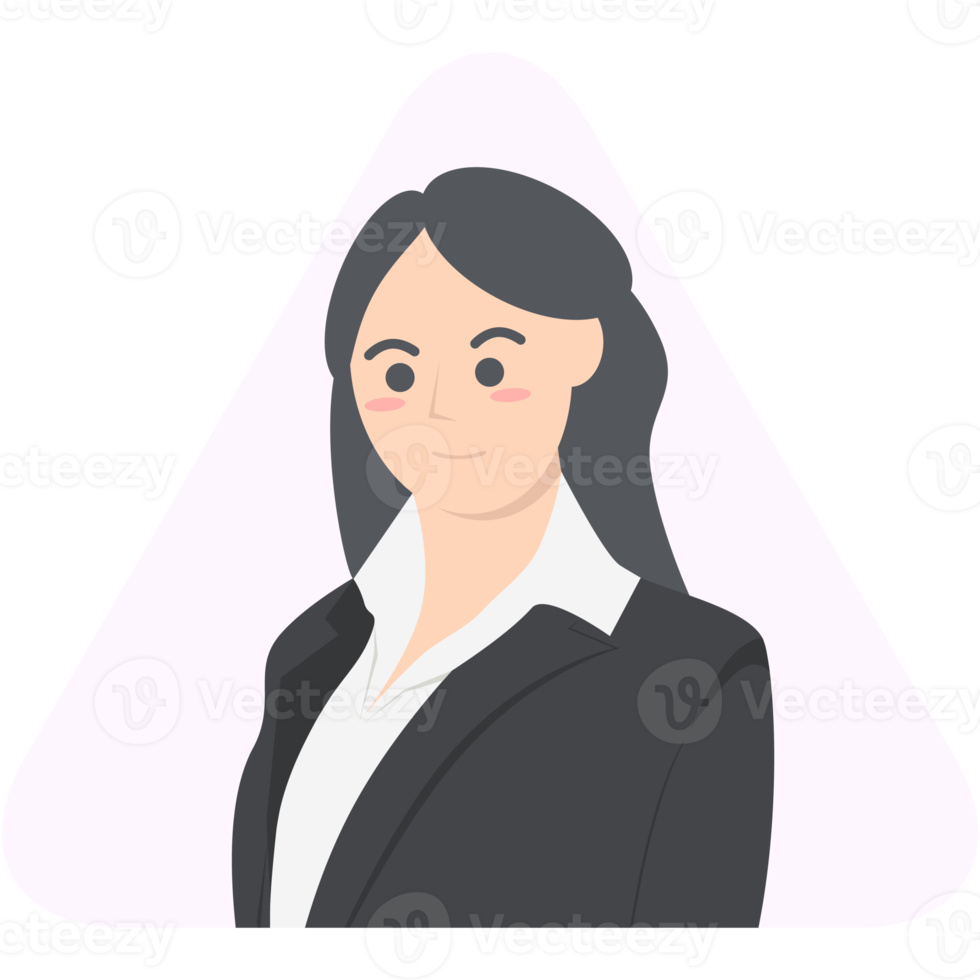 Professional Business Women Employment Avatar Long Hair Character png