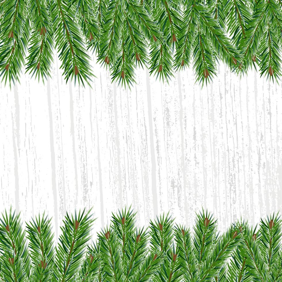 ramas verdes de abeto o pino sobre fondo gris. vector de fondo festivo con espacio para texto. fondo de navidad y año nuevo.