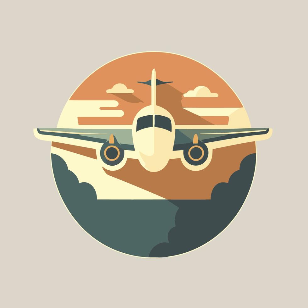 ilustración de estilo de dibujos animados de vector de color plano de fondo de logotipo de viaje de avión