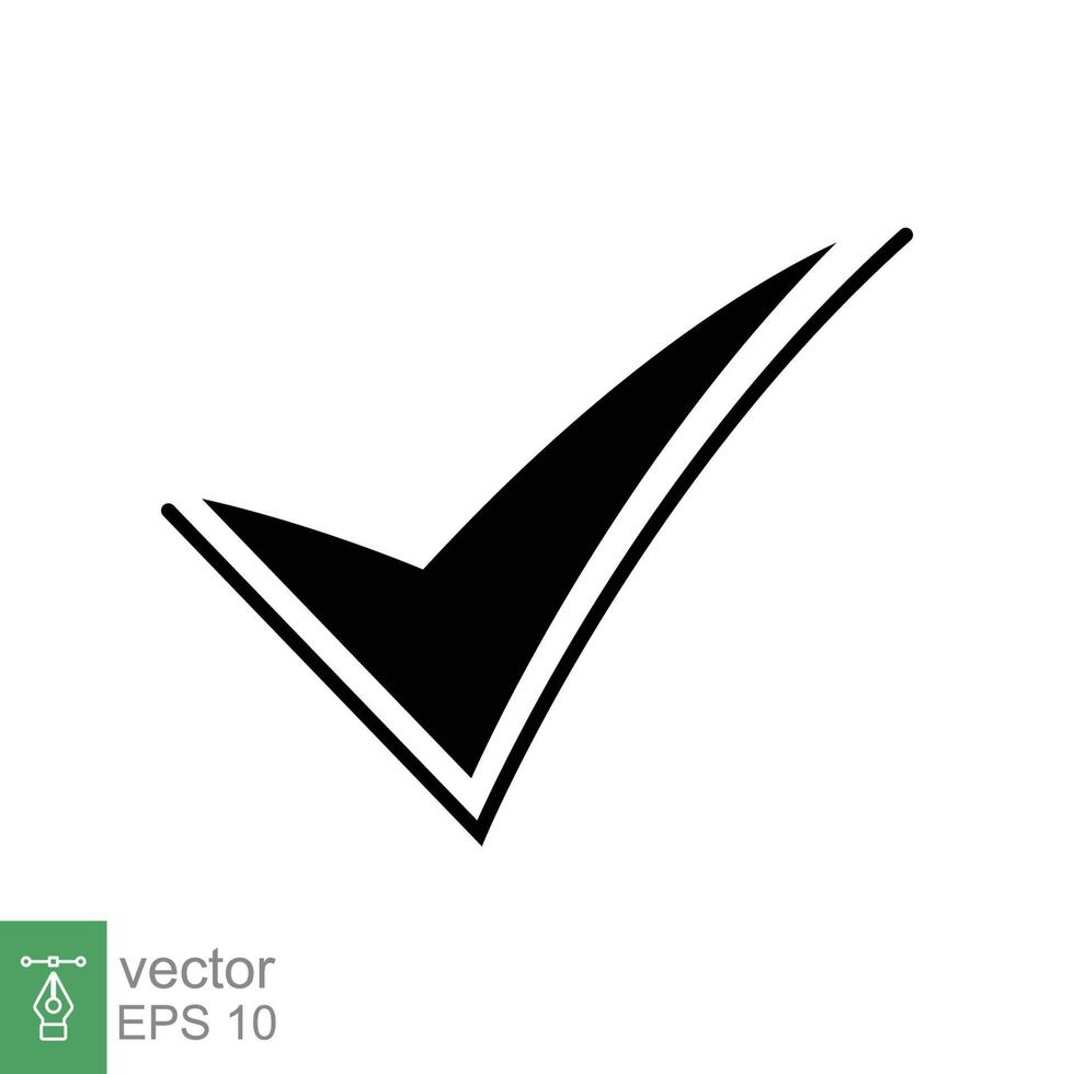 Check mark icon. Simple flat style. Tick sign, checkmark, correct symbol, approved concept. Vector illustration design isolated on white background. EPS 10.