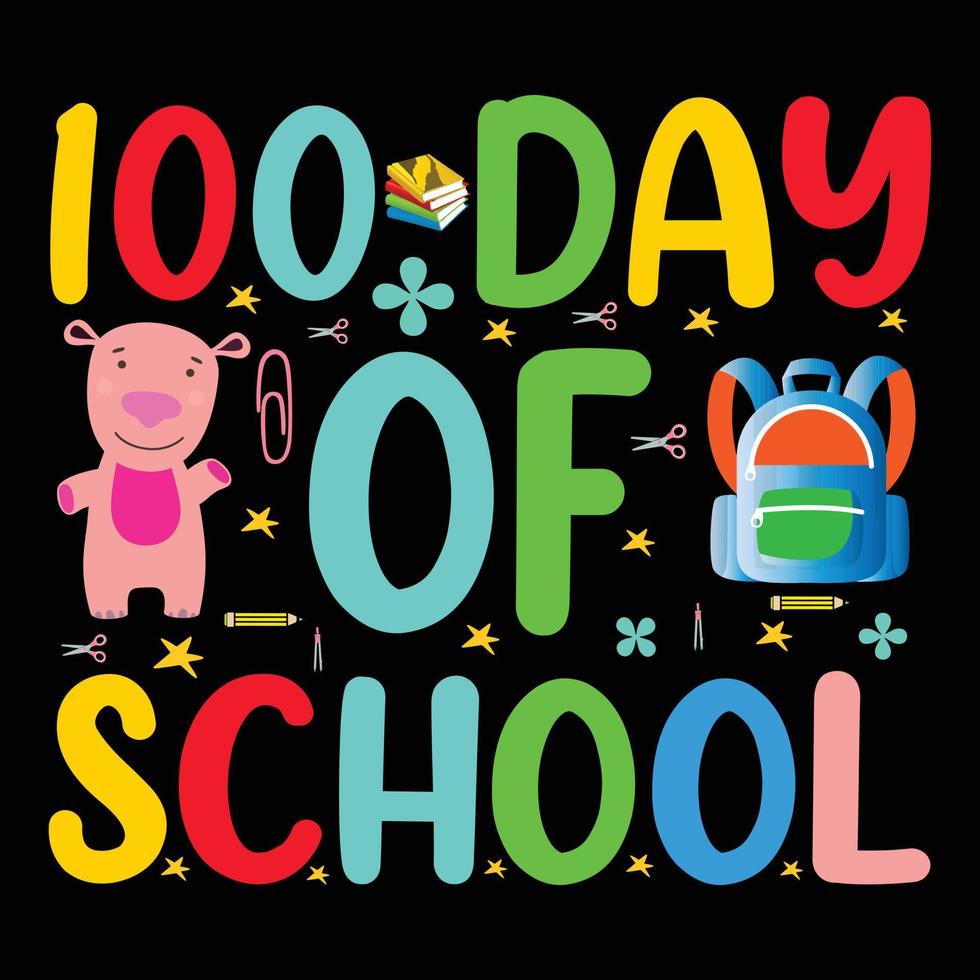 100 Days of school vector tshirt design