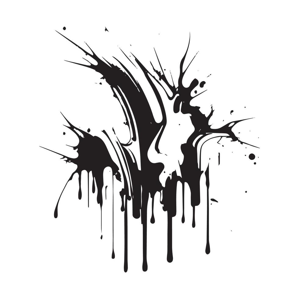 Smears, blots of black paint on a white background, dark colors - Vector