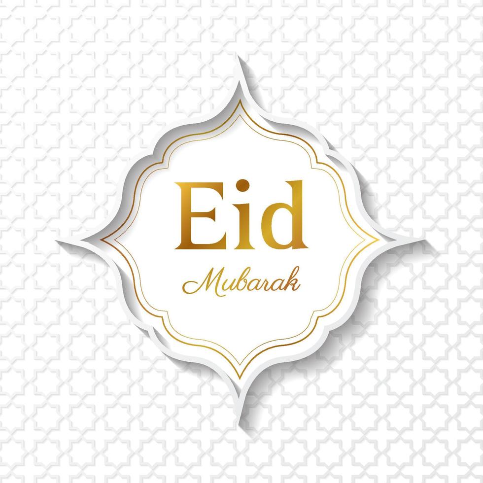Eid mubarak background with islamic pattern background in white and gold color. vector illustration