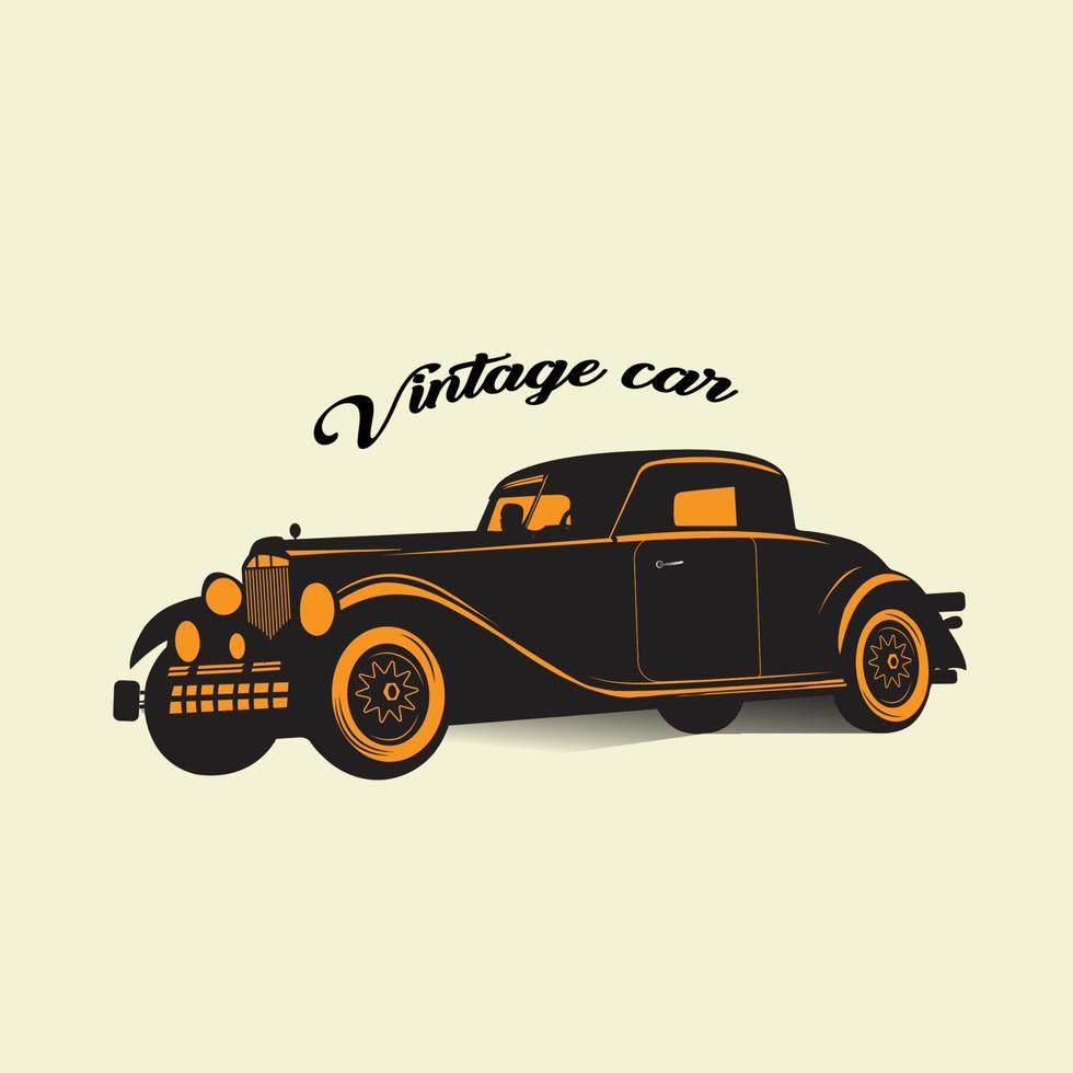 Vintage old car convertible silhouette vector