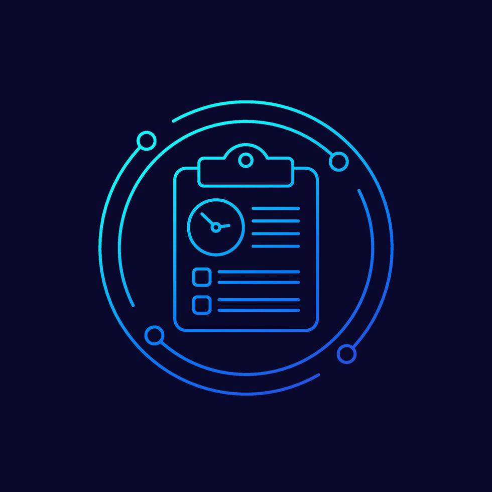 timesheet, time tracking line vector icon