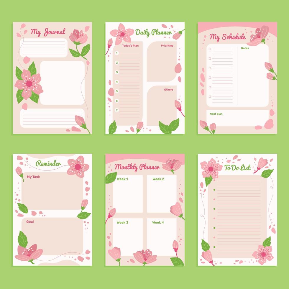 Journal Design Templates Peach Blossom Pages vector