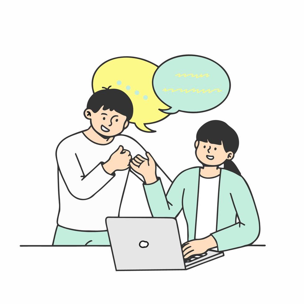 Characters working at home office vector