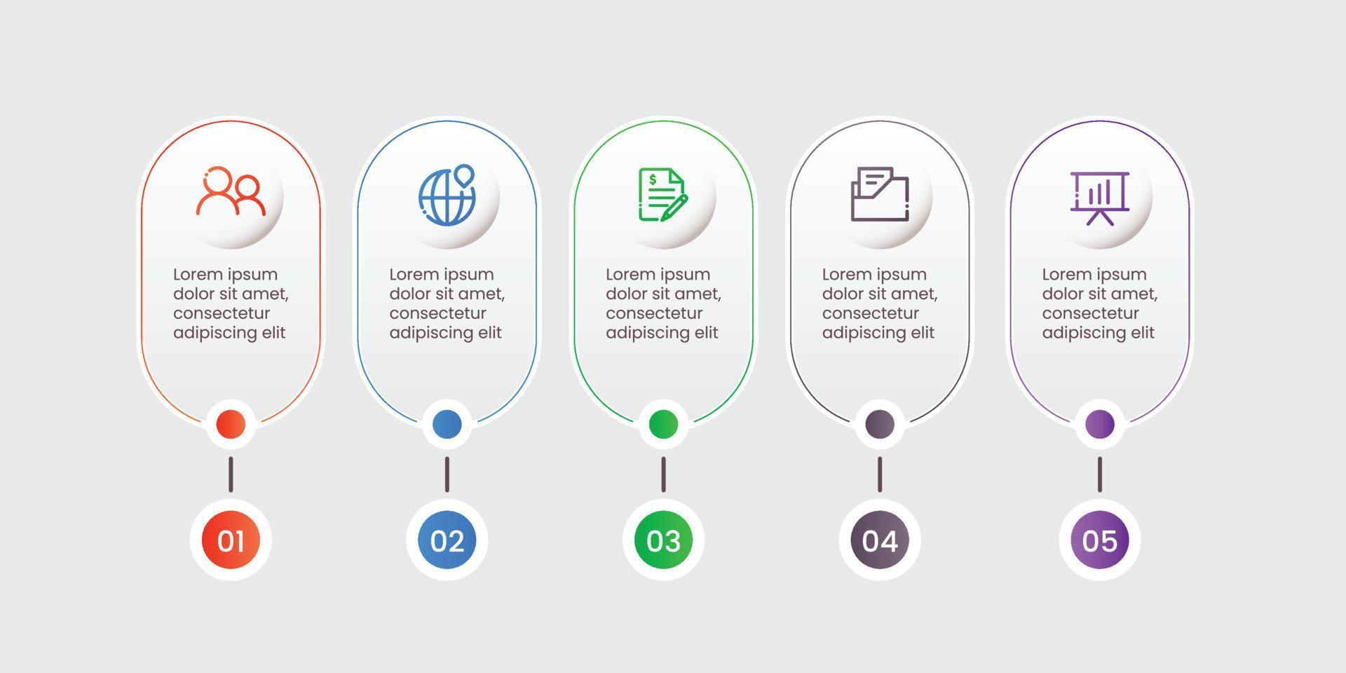 Five steps modern infographic template vector