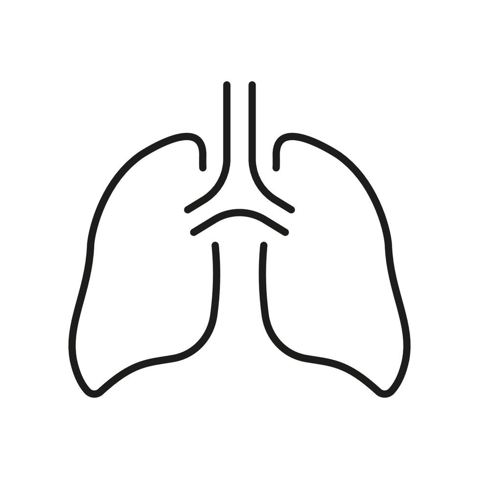 Human Lung Line Icon. Bronchi and Trachea Breath System Pictogram. Healthy Bronchial Respiratory Organ Outline Icon. Pneumonia Respiration Illness. Editable Stroke. Isolated Vector Illustration.