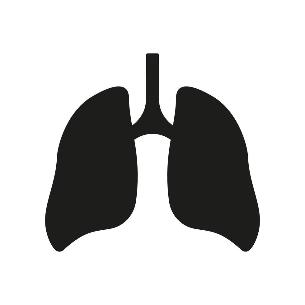 Human Lung Silhouette Icon. Healthy Bronchial Respiratory Organ Glyph Icon. Pneumonia Respiration Illness. Bronchi and Trachea Breath System Pictogram. Isolated Vector Illustration.