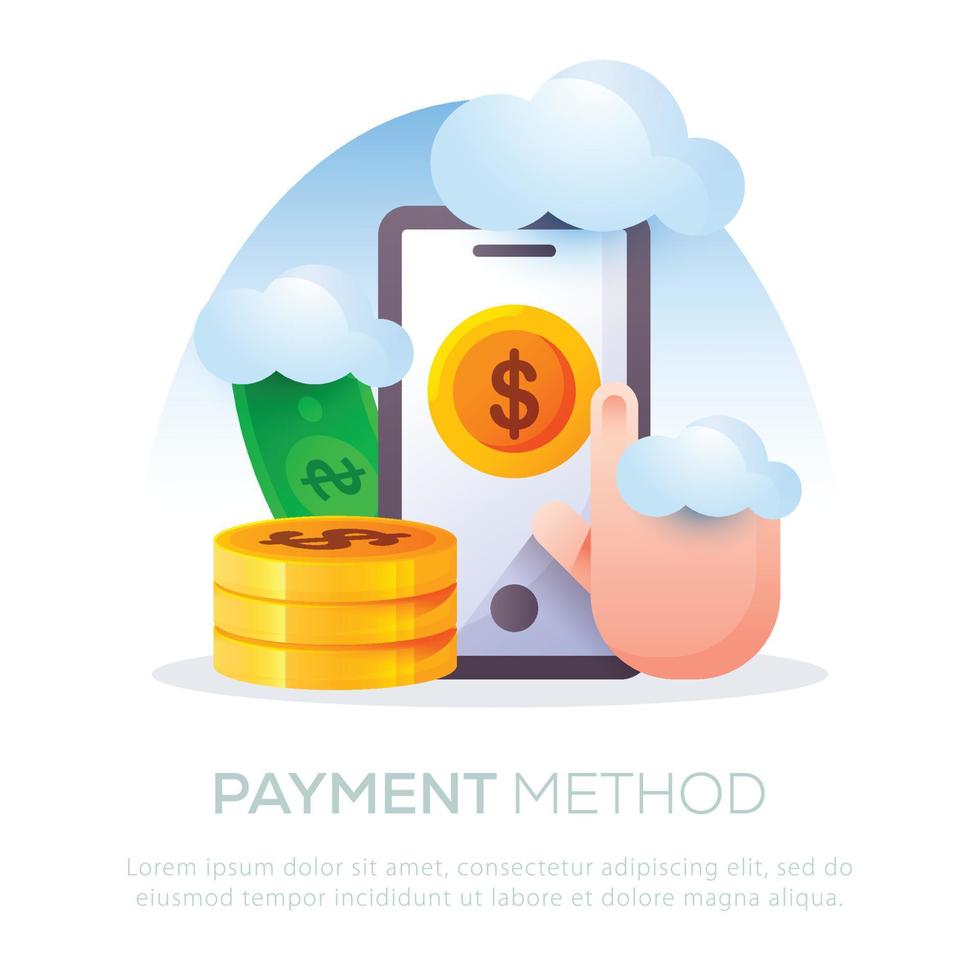 Payment method illustration design for mobile or website design vector