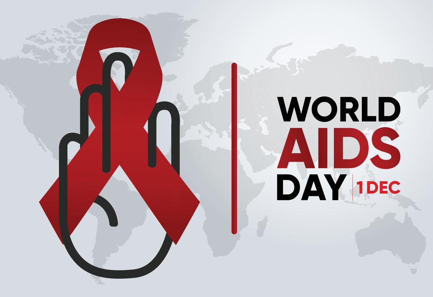 World Aids Day Banner, World Aids Day Post Design, Globe With Red Ribbon vector