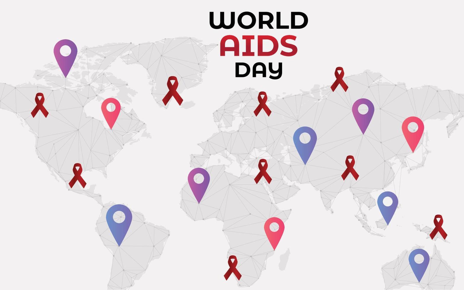 World Aids Day Banner, World Aids Day Post Design, Globe With Red Ribbon vector