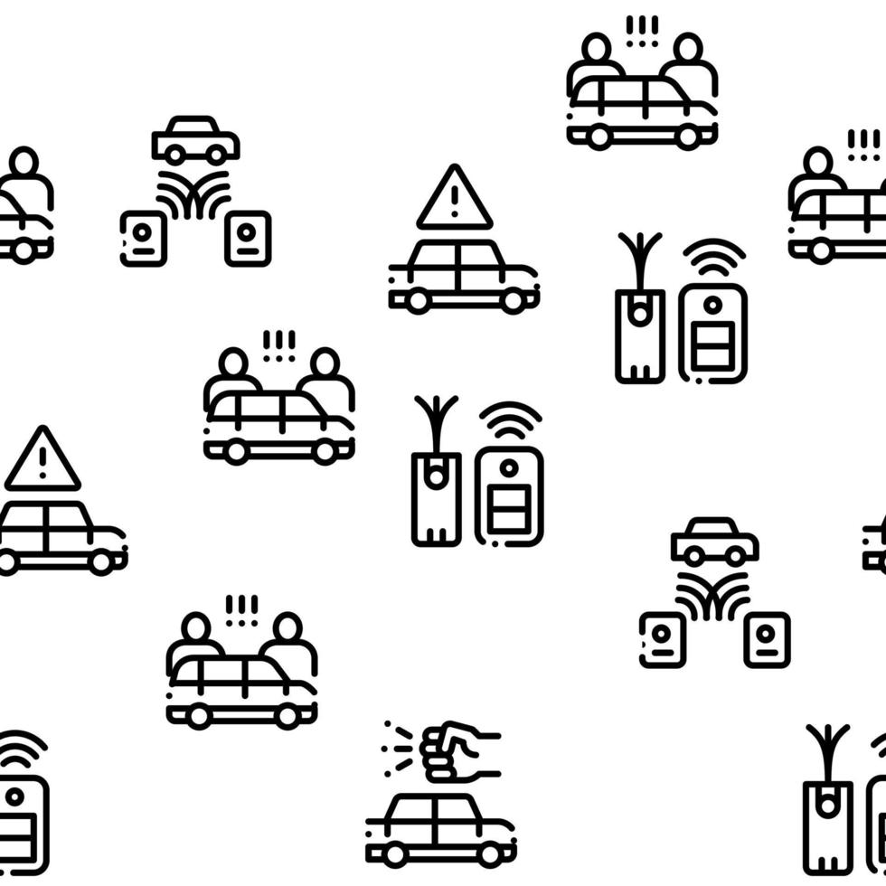 Car Theft Seamless Pattern Vector