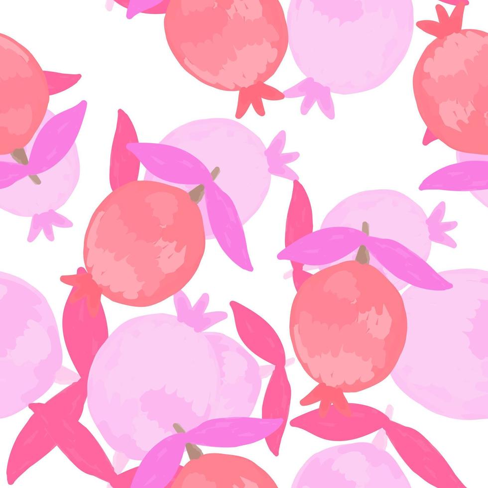 Hand drawn pomegranate fruit seamless pattern. Botanical fruits wallpaper. vector