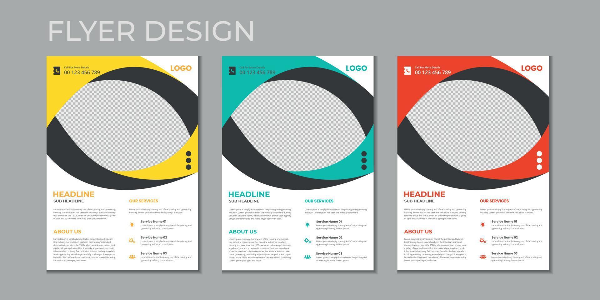 plantilla de volante vectorial de presentación empresarial, diseño de portada moderno, informe anual, afiche, volante en a4 con formas geométricas coloridas, color degradado con fondo claro vector