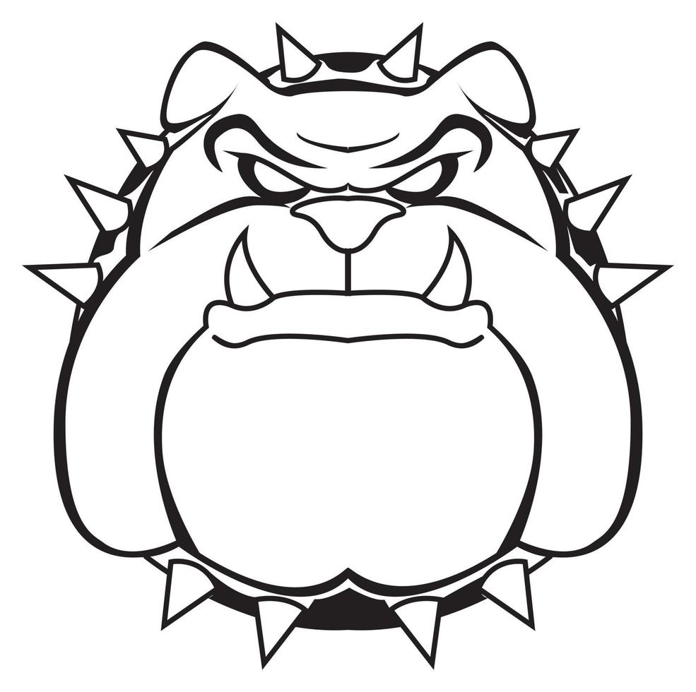 Black and white vector illustration of bulldog