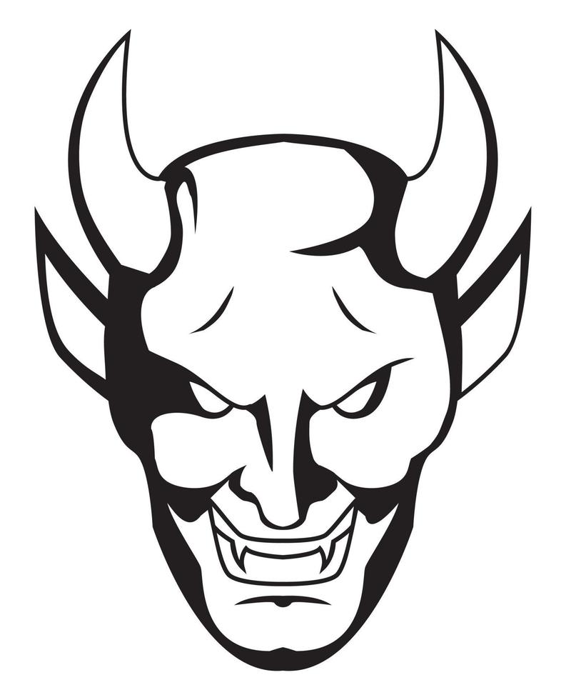 Black and white vector illustration of devil