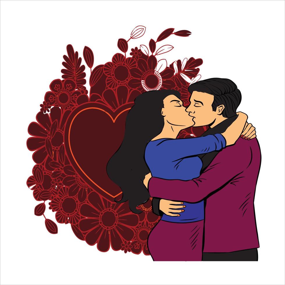 pareja romántica besándose. te quiero. pareja enamorada. las bocas de primer plano se están besando. silueta de amantes... día de san valentín. vector