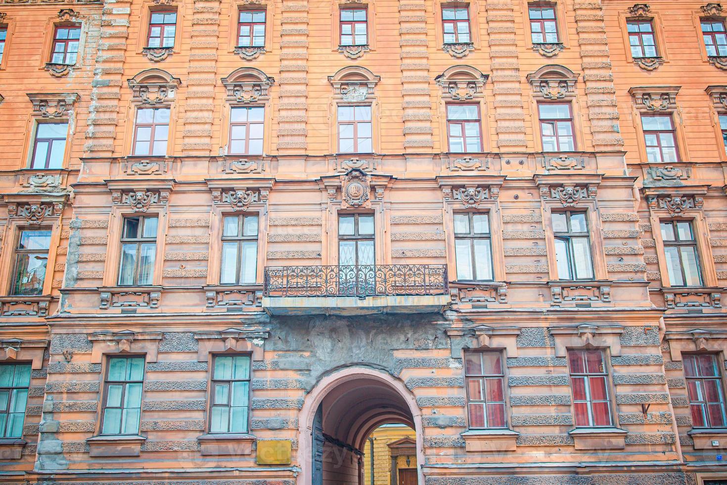 Ancient streets and embankment with the Neva River in the city of Saint Petersburg photo