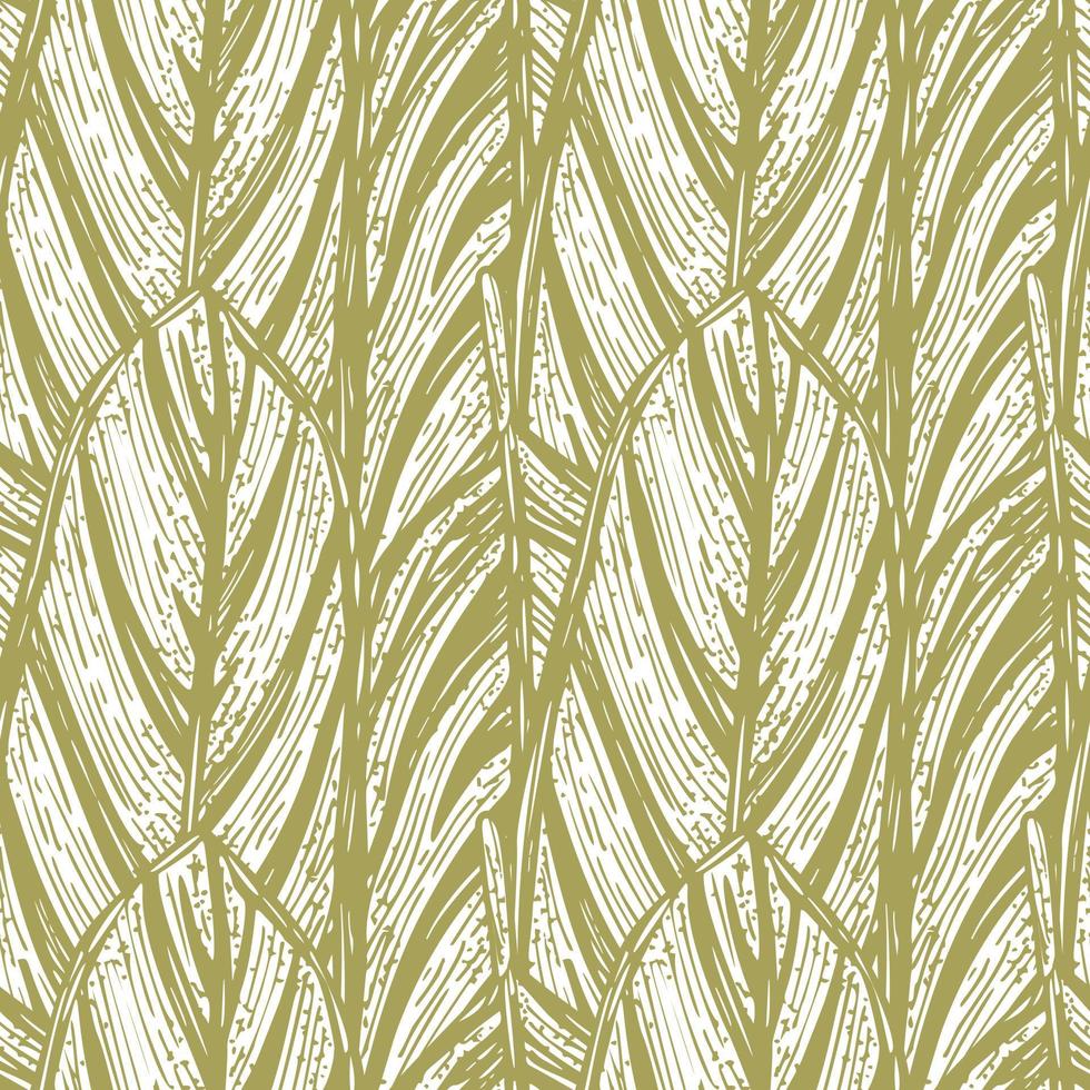 Seamless pattern calathea leaf tropical. Jungle leaves background. Repeated hand drawn exotic design texture for printing, fabric, wrapping paper, fashion, wallpaper, tissue. Vector illustration.