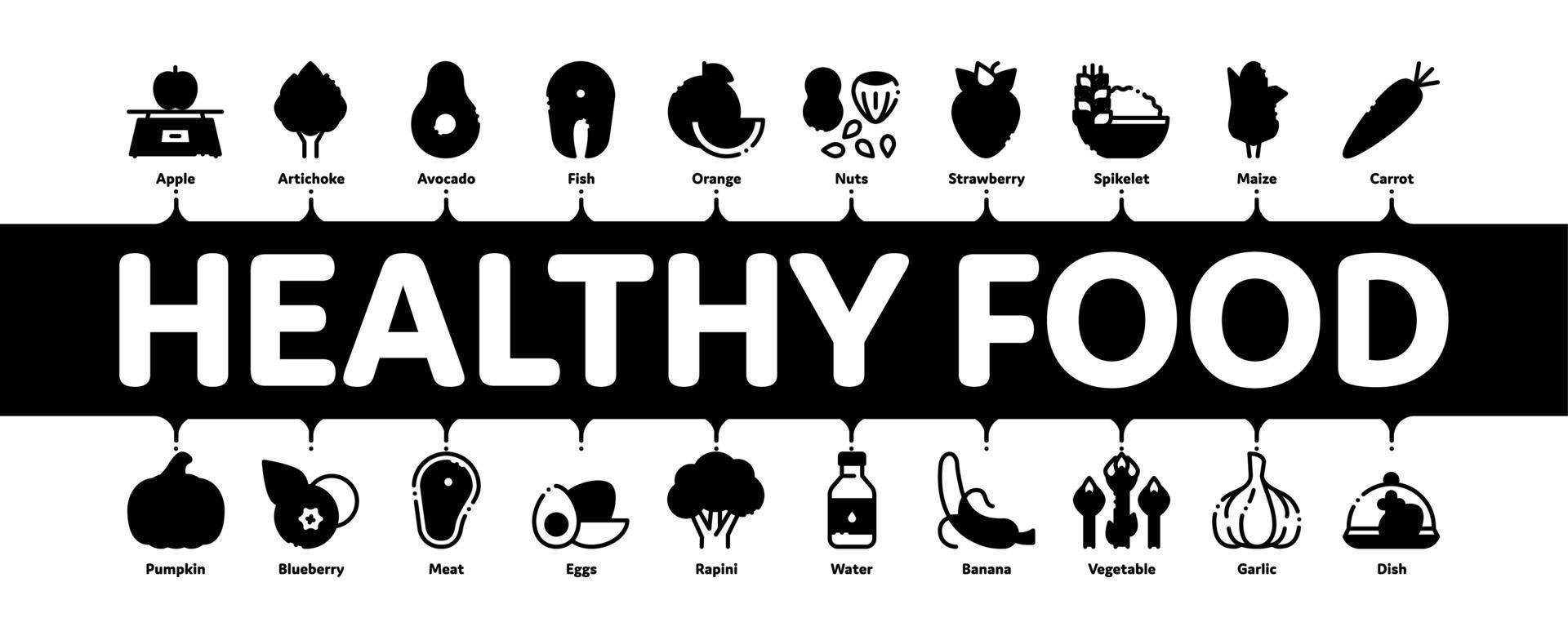 Healthy Food Minimal Infographic Banner Vector