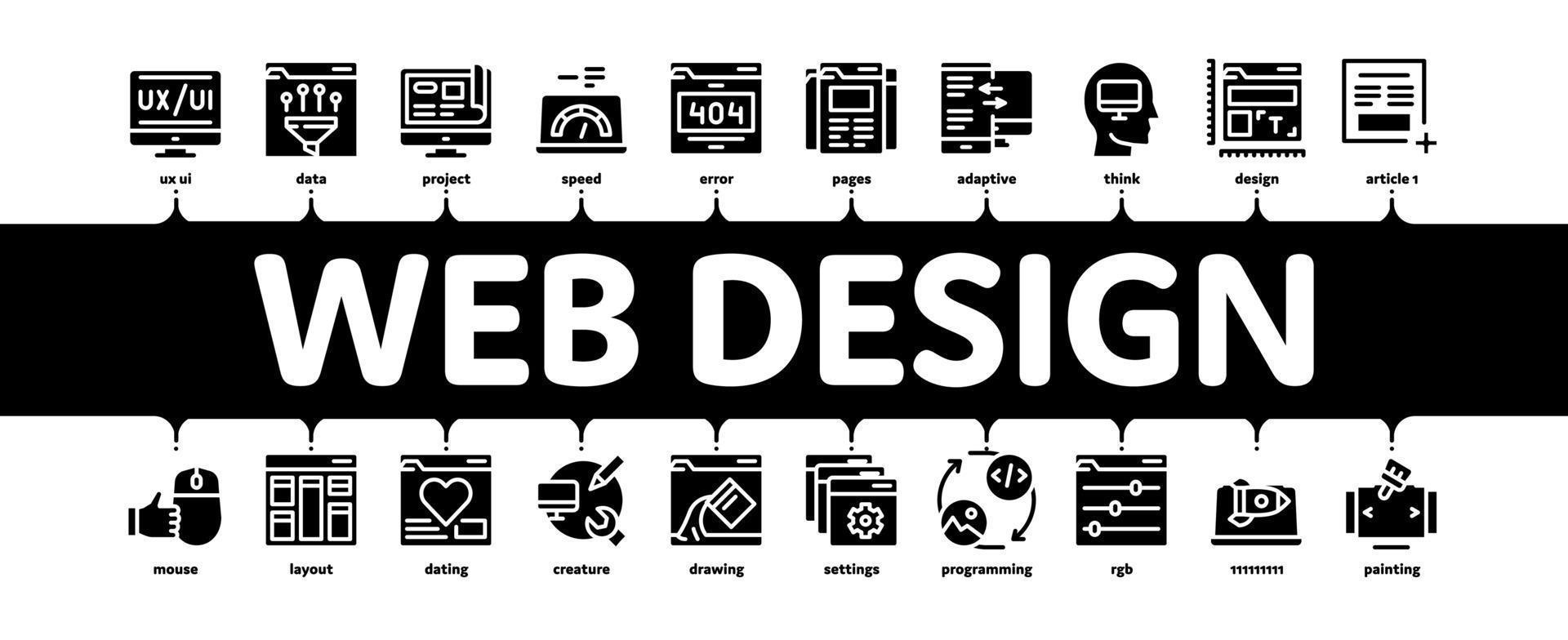 vector de banner infográfico mínimo de desarrollo de diseño web