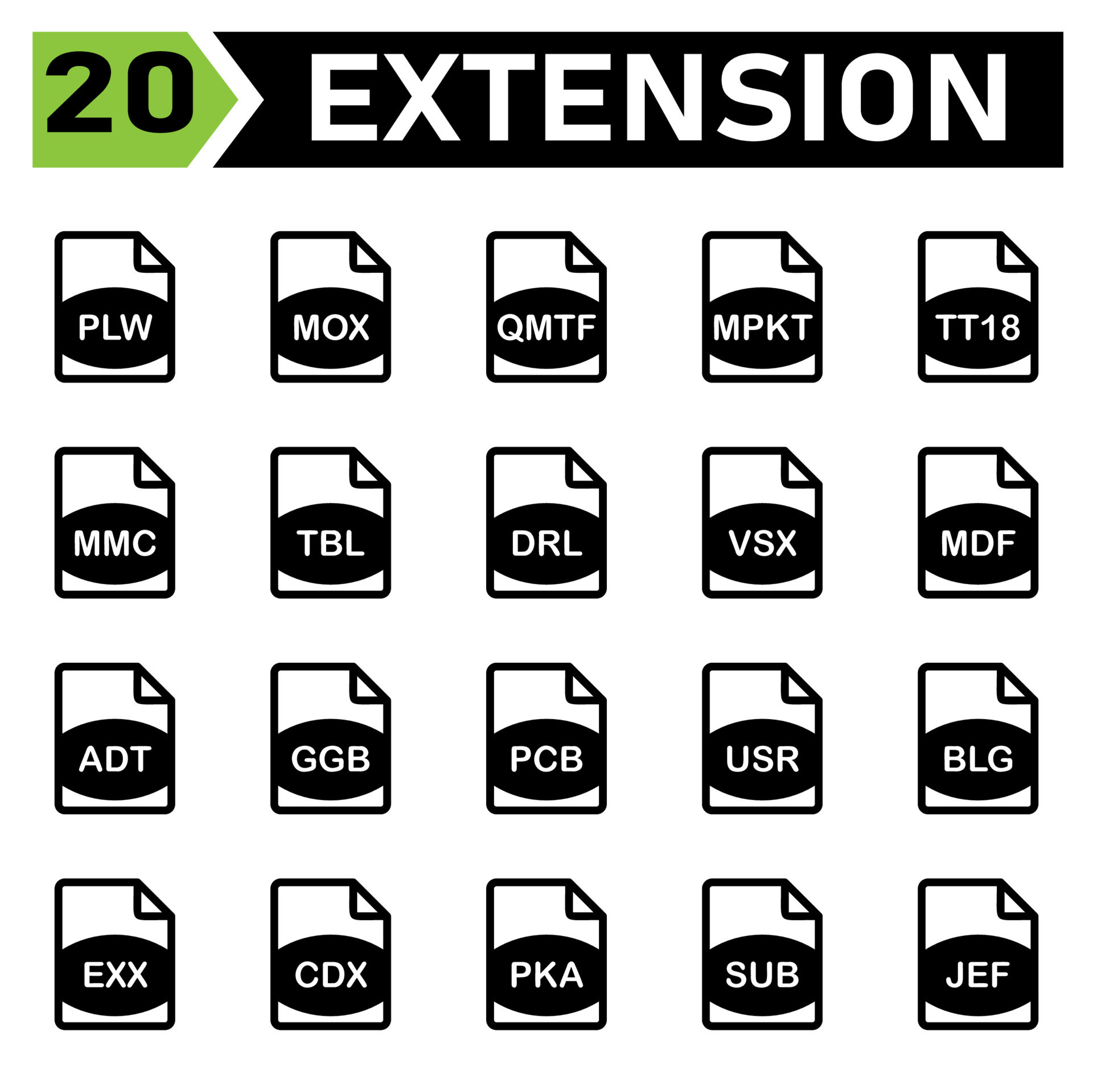 File extension icon include plw, mox, qmtf, mpkt, tt18, mmc, tbl, drl